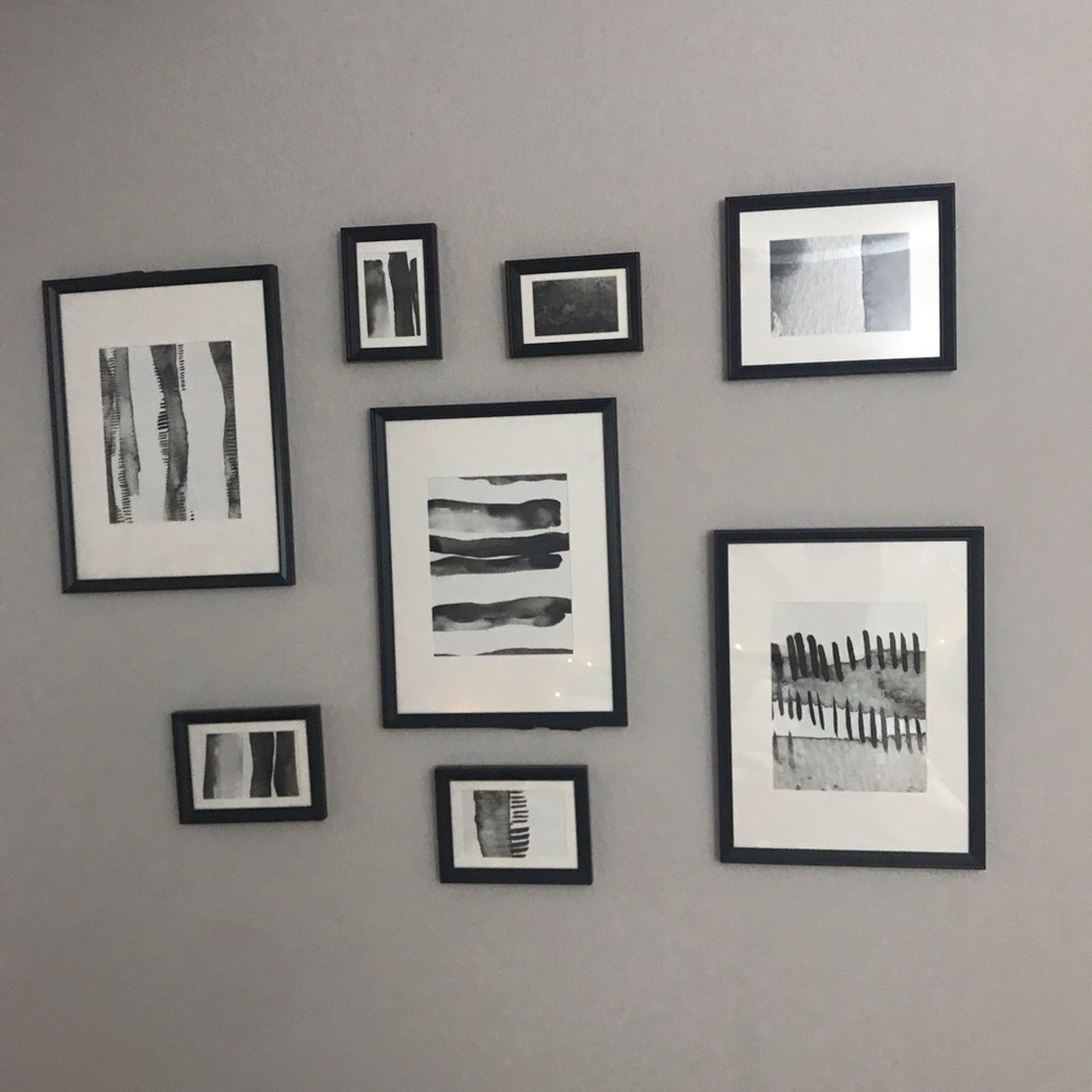 Grayscale watercolor framed collage